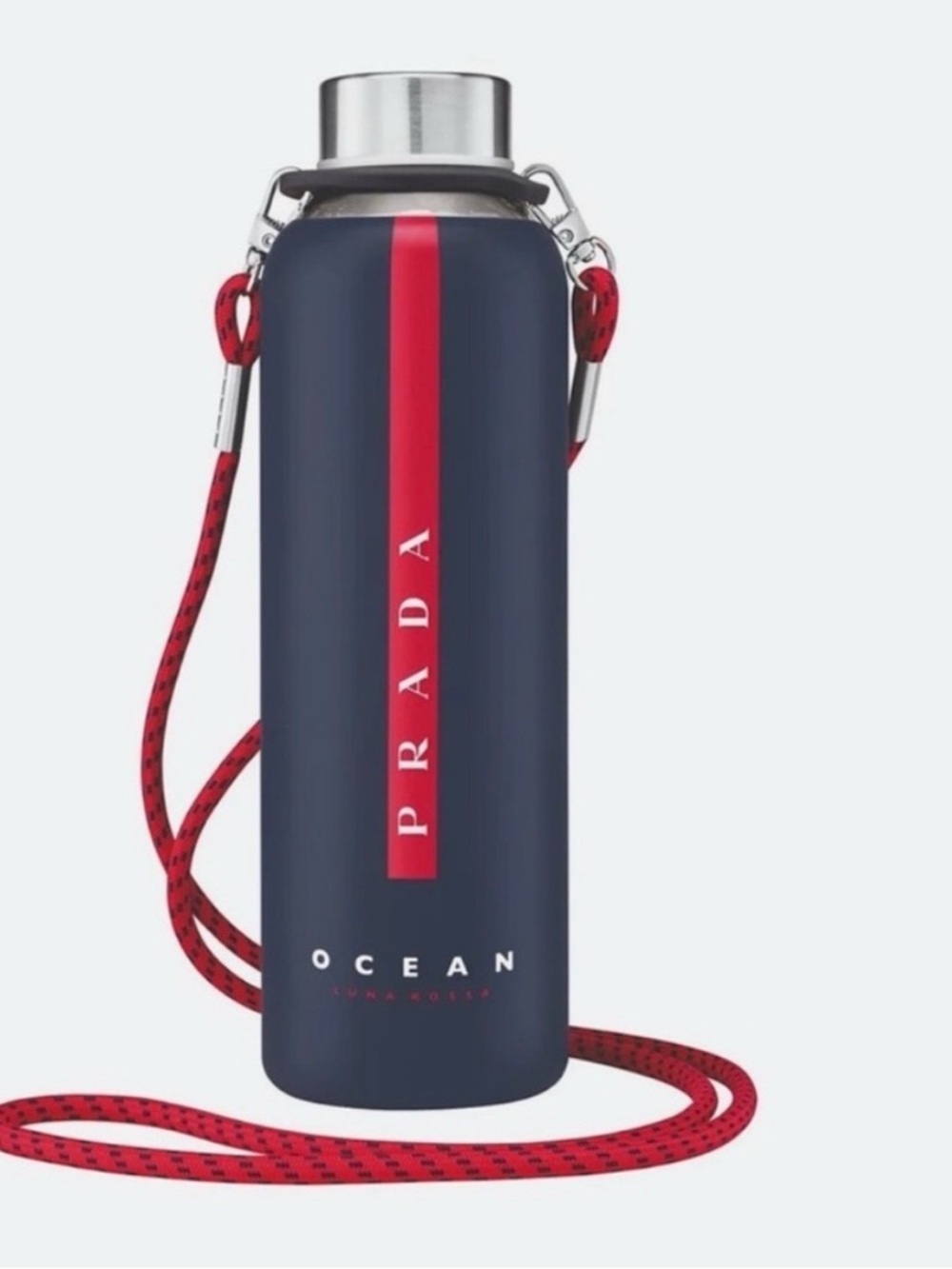 Prad Bottle with Red Strap and Center Stripe